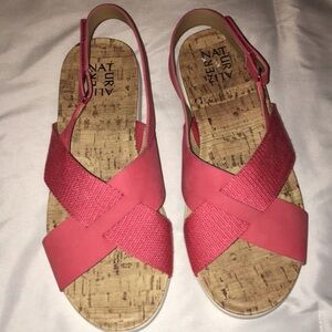 Naturalizer Salmon Pink Lilac Canvas and leather Strap Sandal